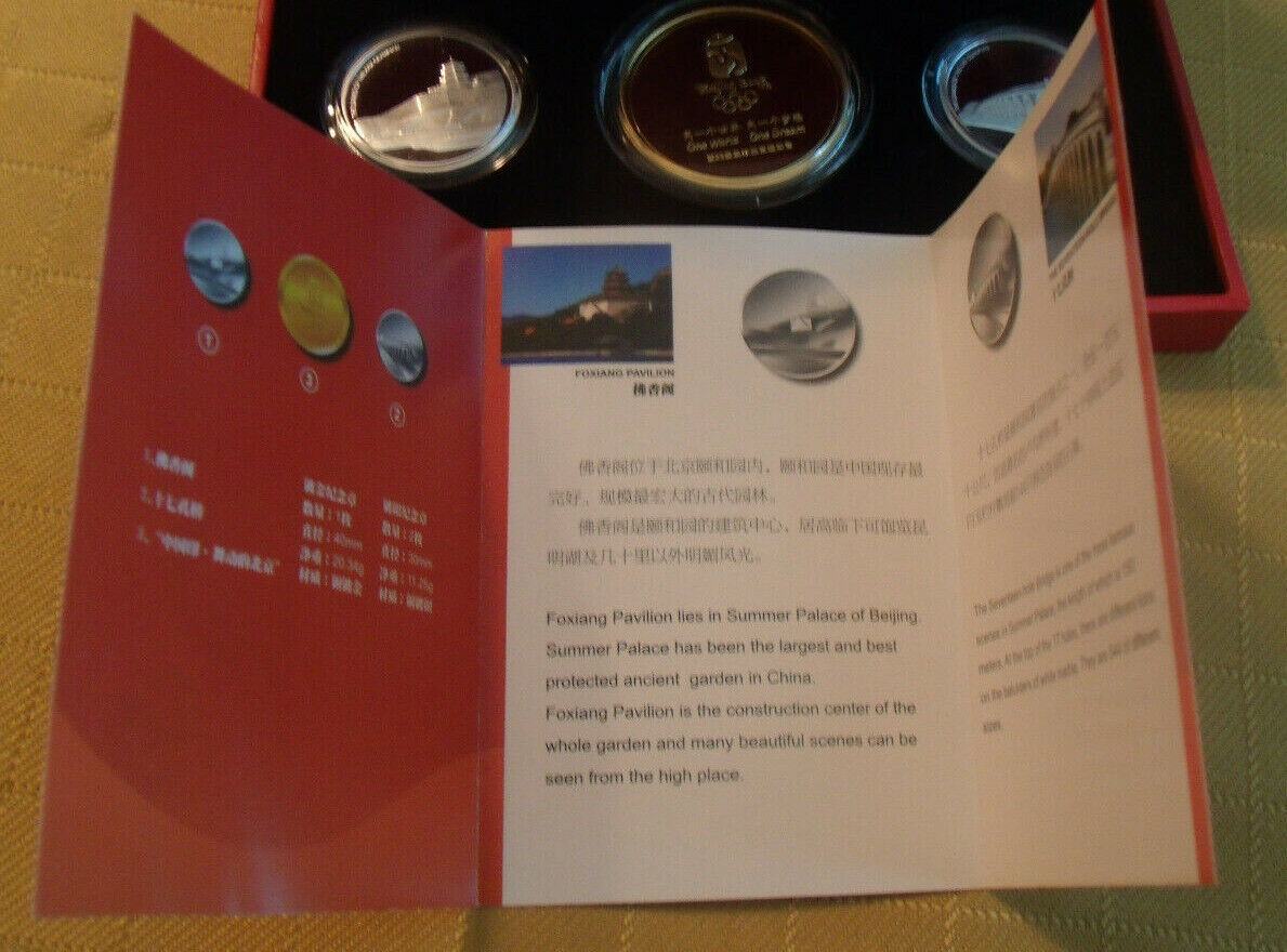 China 2008 olympic games Proof Coins Foxiang, 17 hole bridge, Dancing Beijing - Fresh Stock Dated February 2026