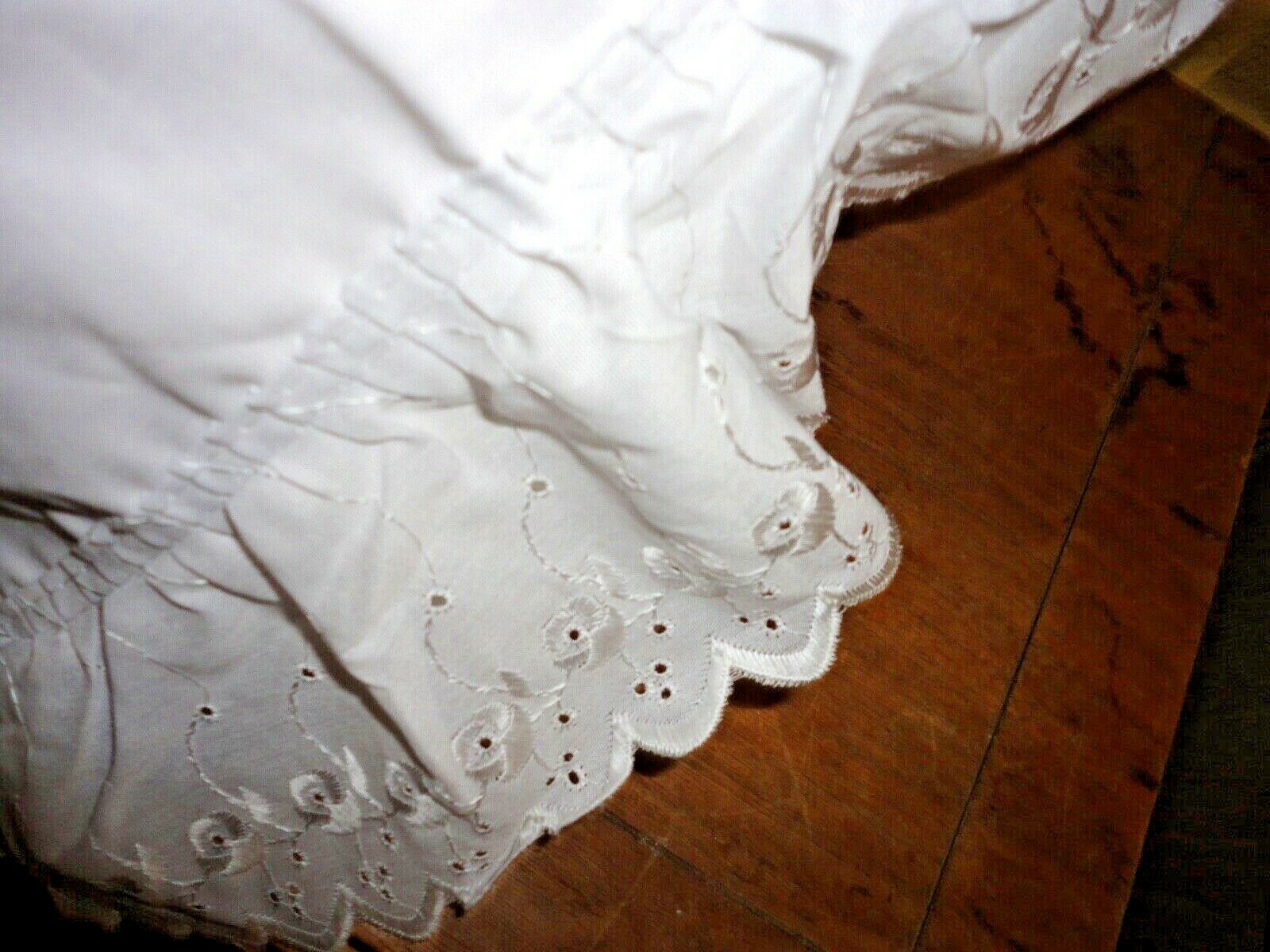 LOUISVILLE BEDDING WHITE EYELET EMBROIDERED RUFFLED (2) STANDARD PILLOW SHAMS - Fresh Stock Dated December 2025