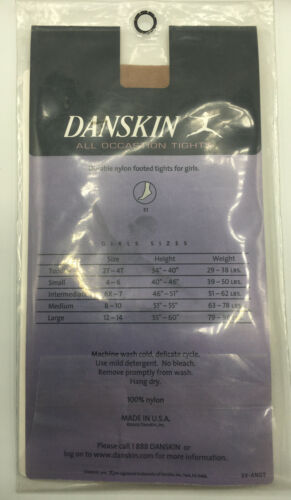 NEW DANSKIN Girl's Footed Tights Suntan Size Toddler 2T 3T 4T Non-roll Waistband - Fresh Stock Dated December 2025