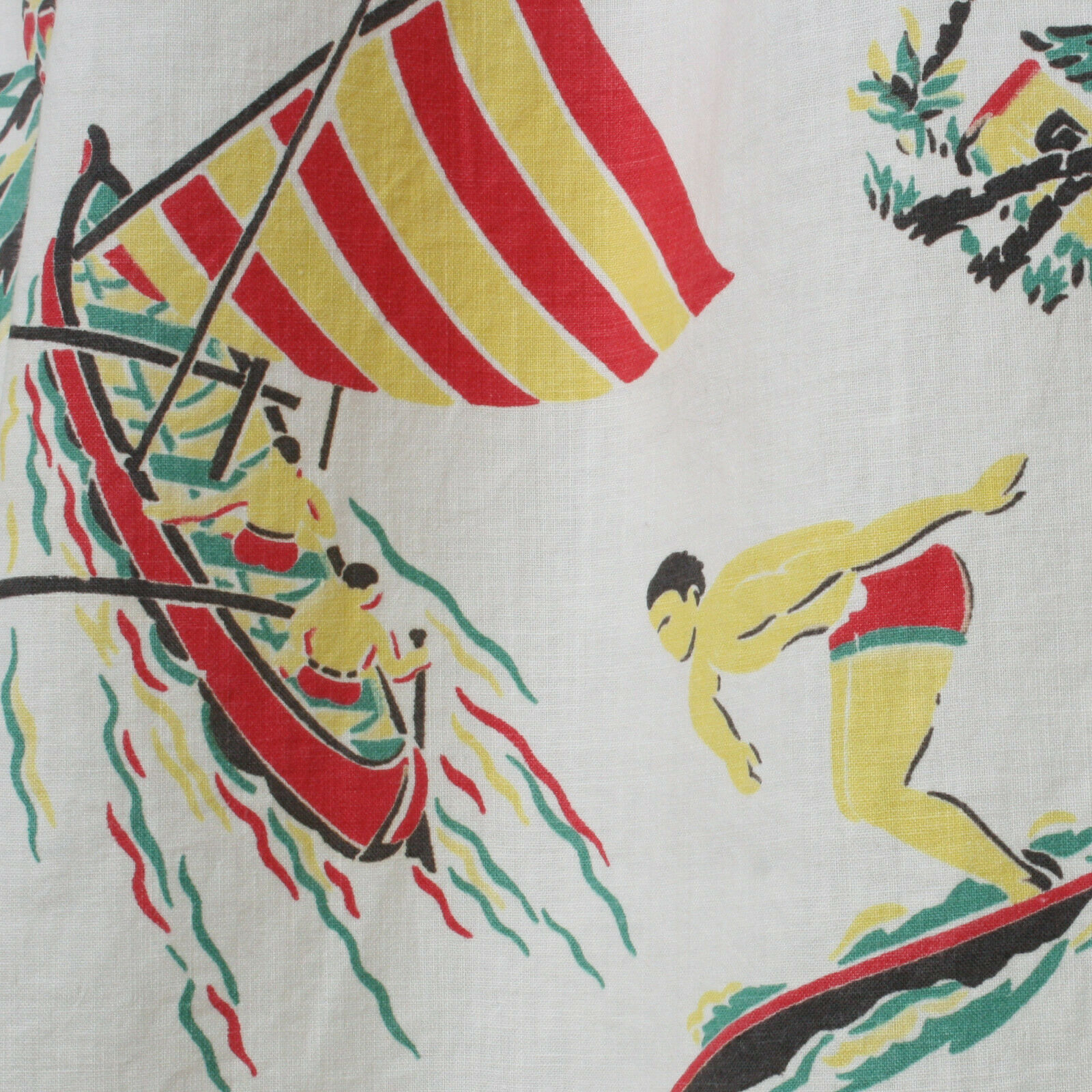 VNtG 40s Hawaiian Novelty Print Skirt Aloha Tiki Ukele Surfer Pineapple 30s 50s - Fresh Stock Dated February 2026