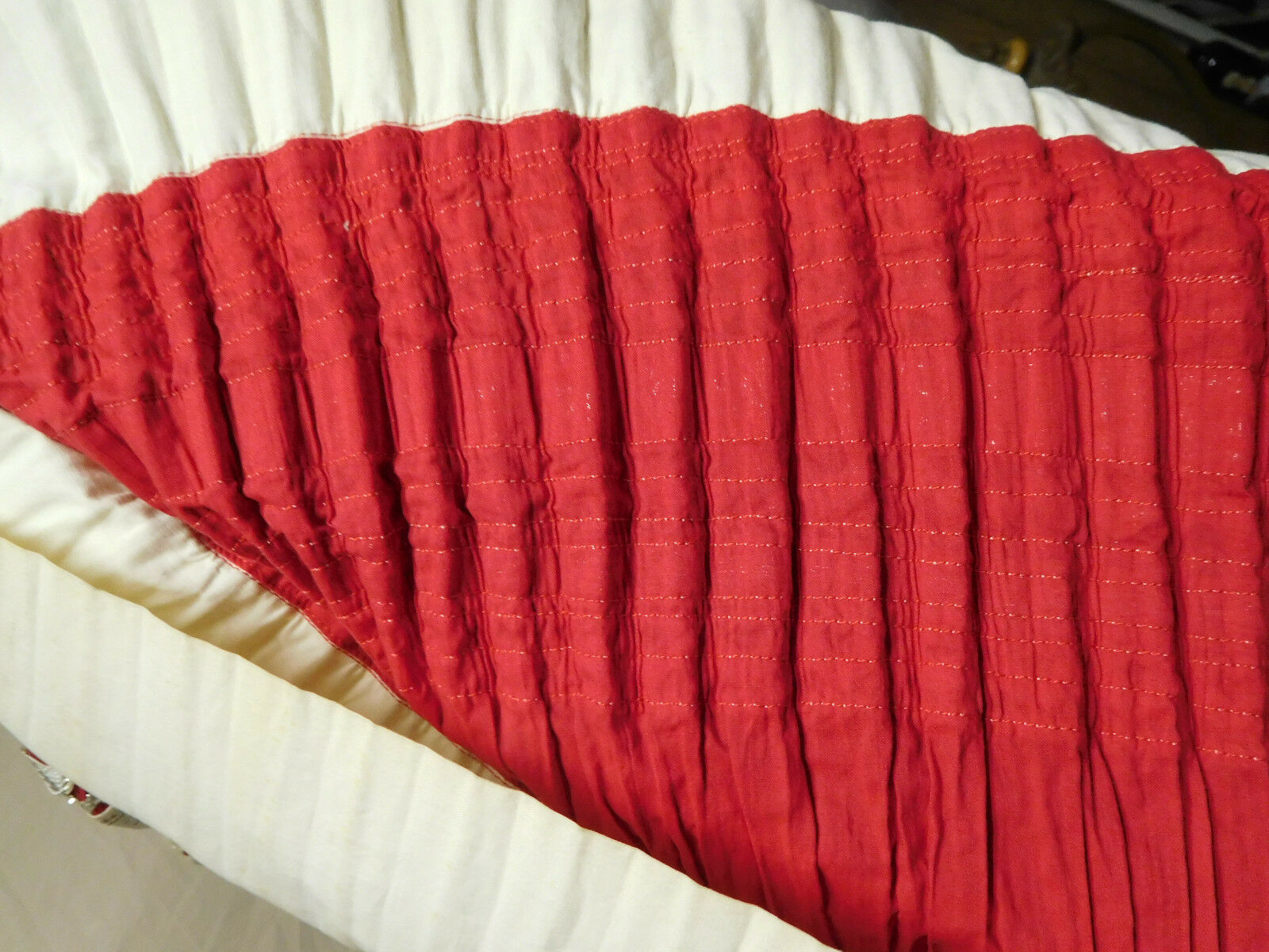 Vintage Red Metallic Silver Trim Pleated Circle Skirt - Fresh Stock Dated February 2026