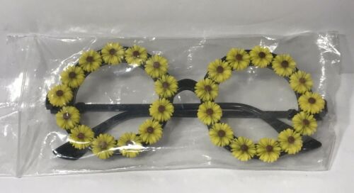 Sunflower Yellow & Black Eyeglass Plastic Round Play Costume Dress Up Glasses - Fresh Stock Dated February 2026