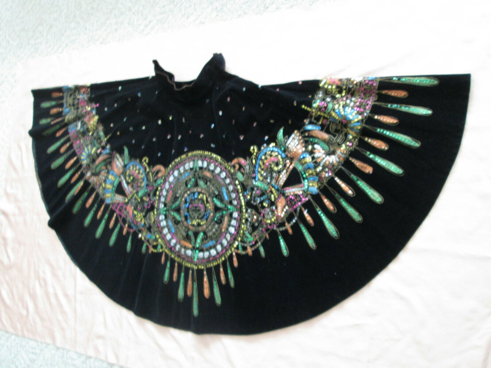 1960s MEXICAN Hand painted VELVET Skirt SHIMMERING Sequins XS Mexico - Fresh Stock Dated February 2026