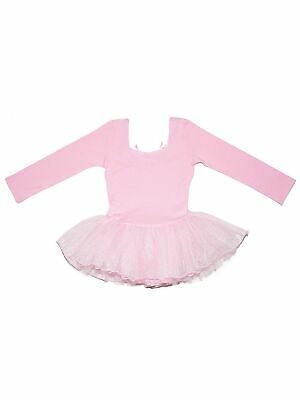 Wenchoice Girls Pink Rhinestone Bow Accent Long Sleeve Ballet Dress 9M-8 - Fresh Stock Dated December 2025