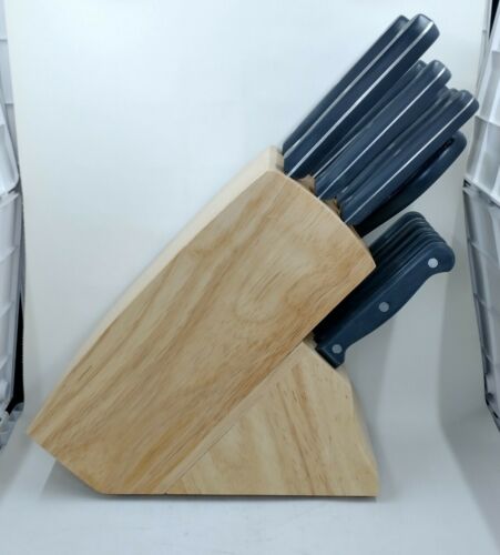 Chicago Cutlery Essentials 13 Piece Black Handle Knife Set W/ Wood Block - Fresh Stock Dated December 2025