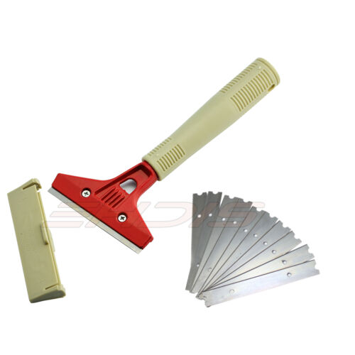 Razor-Blade Scraper, Long Extended Handle w/ 10pcs Spare Blades Label Gasket USA - Fresh Stock Dated February 2026