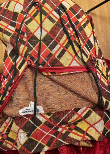 Vtg 60s 70s Boho Wool Geometric Plaid High-Waist Slit Maxi Skirt Mod 1960s S - Fresh Stock Dated March 2026