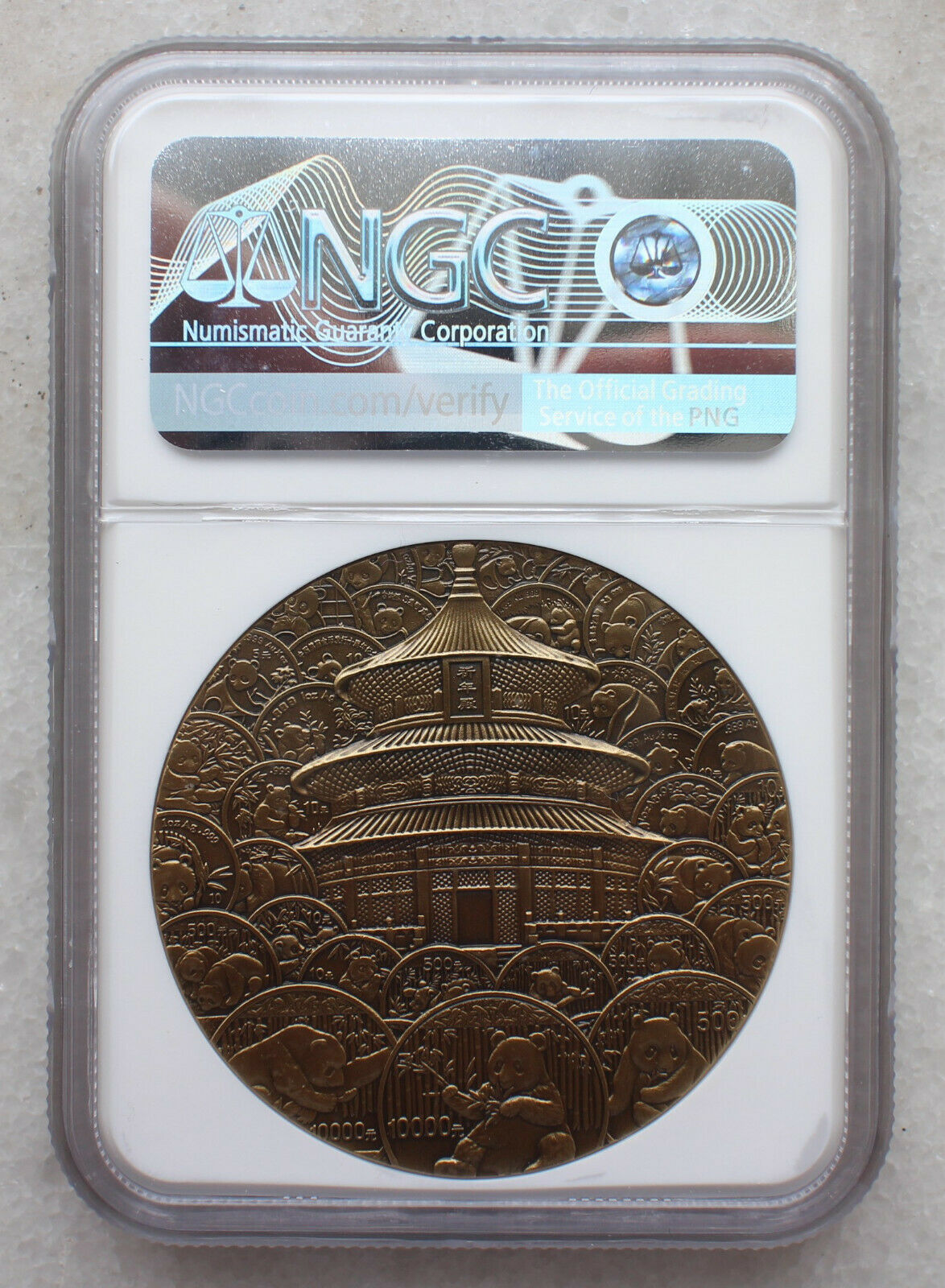 A Pair NGC PF70 China 45mm Brass and Copper Medals - 35th Ann. Issue Panda Coin - Fresh Stock Dated February 2026
