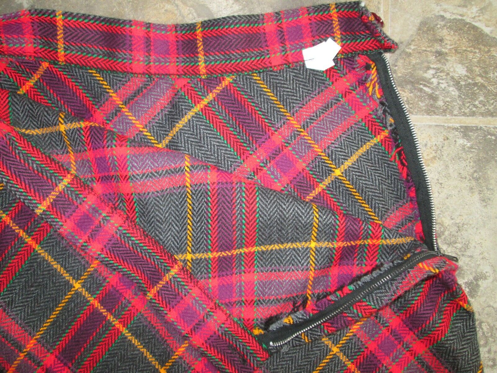 VTG Wool Skirt Tall Long 13/14 Red Green Gray Christmas 27 Medium Modest Vintage - Fresh Stock Dated March 2026
