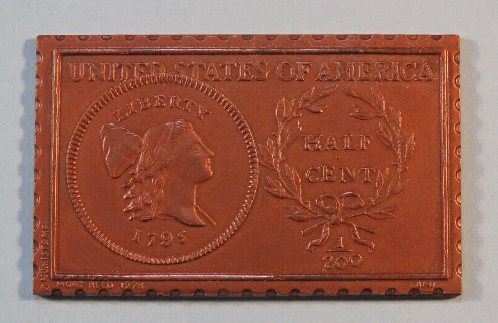 1795 United States Liberty Cap 1/2 Half Cent Numistamp Medal 1976 Mort Reed - Fresh Stock Dated February 2026