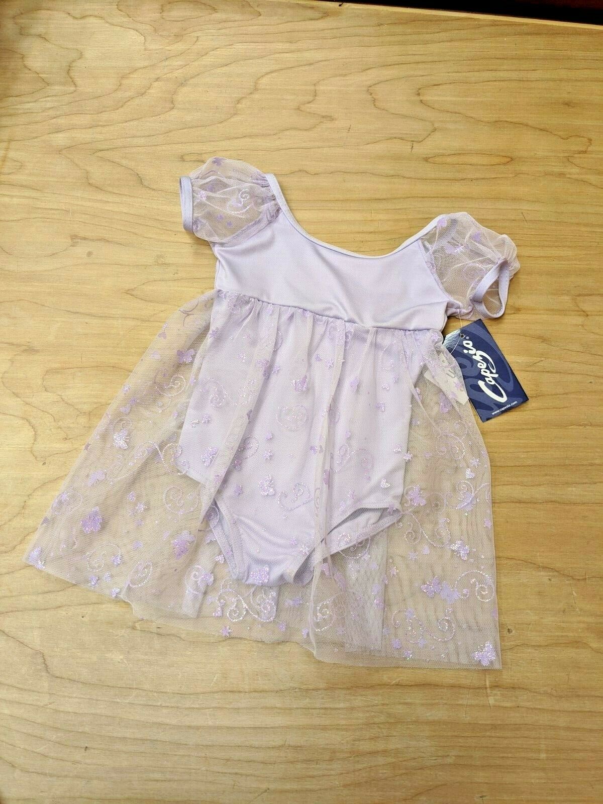 Capezio Ballet Dance Dress Purple Chiffon Puff Sleeve Empire Waist Skirt - Fresh Stock Dated December 2025