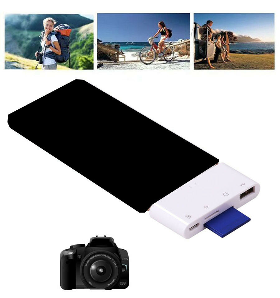 SD TF Card Reader For iPad iPhone 7 8 Plus 5 5S 6 6S USB OTG Adapter Camera Kit - Fresh Stock Dated February 2026