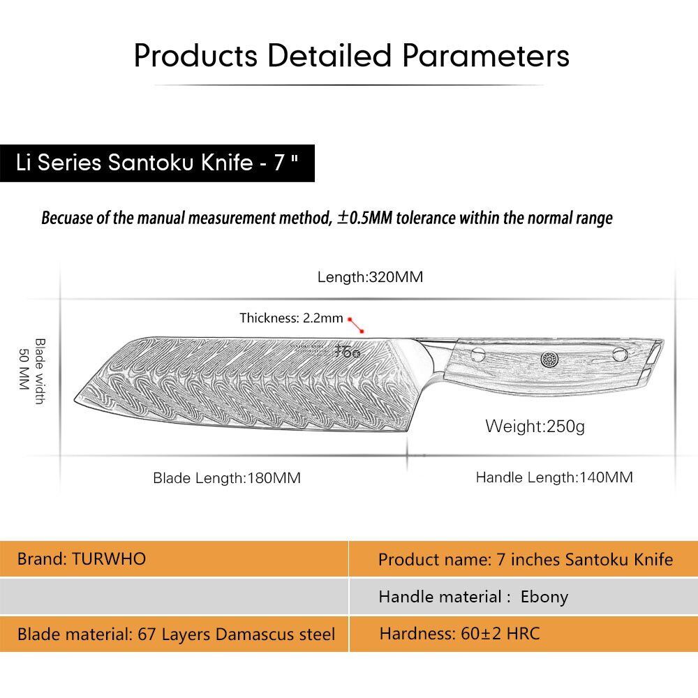 6Pcs TURWHO Kitchen Chef Knife Japanese VG10 Damascus Steel Knife + Knife Block - Fresh Stock Dated December 2025
