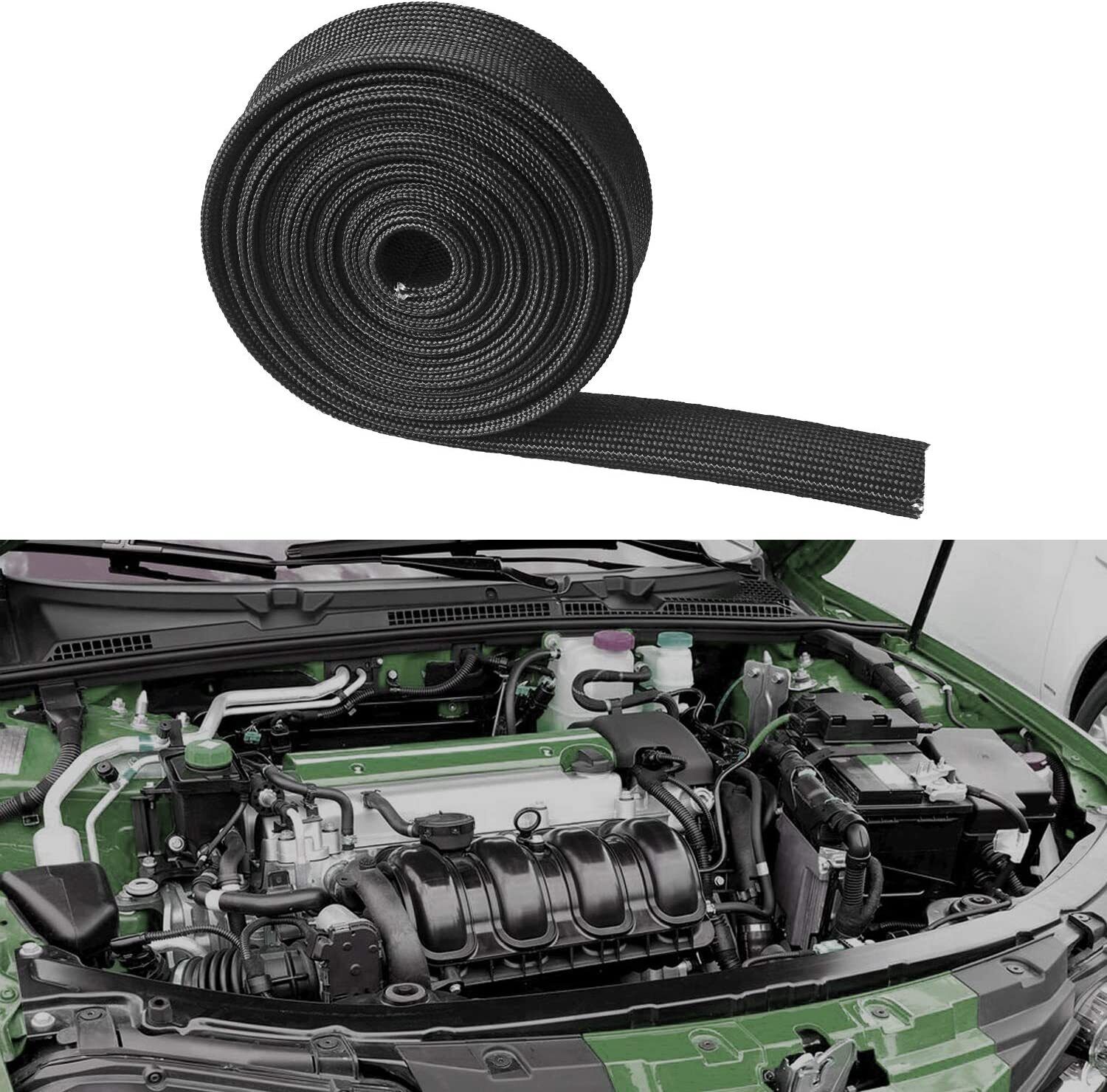 10Ft Heat Sleeve Adjustable Heat Shield Sleeve Black 13MM(1/2