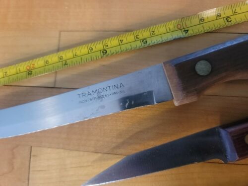 Tramontina  Knife lot Wood Handle High Carbon Steel  Made in Brazil new & used - Fresh Stock Dated December 2025