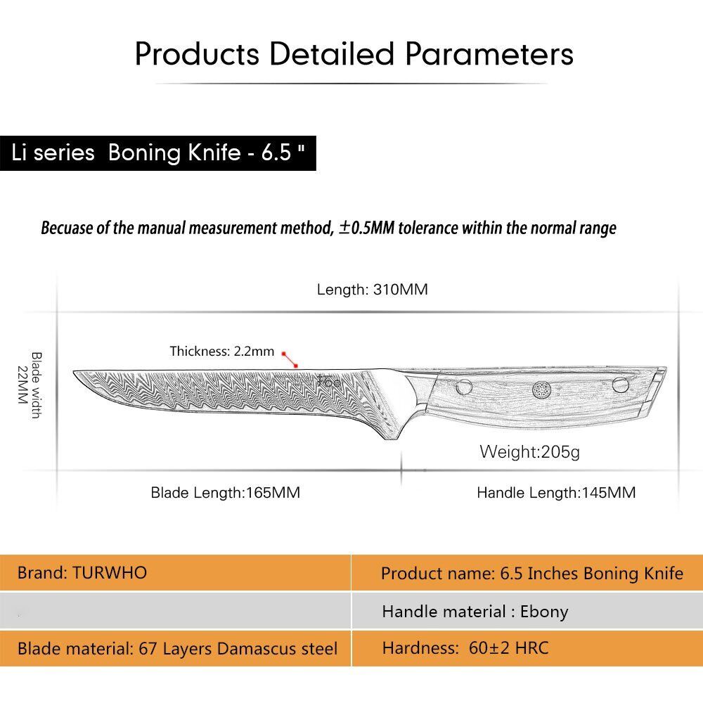 6Pcs TURWHO Chef Knife Set Japanese Damascus Steel Kitchen Knives + Knife Block - Fresh Stock Dated December 2025