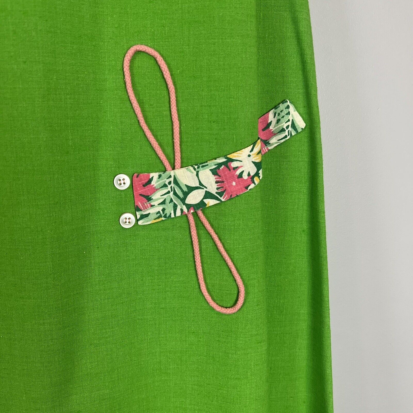 Vtg 70s Long Green Pink Skirt Boho Cottagecore Applique Flowers Ric Rac XS - Fresh Stock Dated March 2026