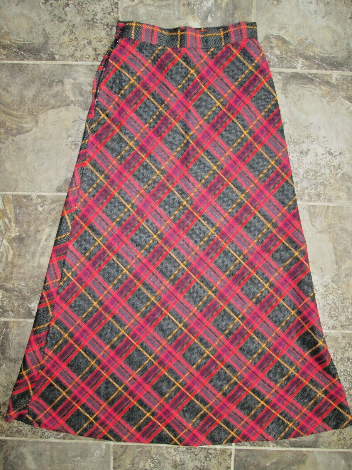 VTG Wool Skirt Tall Long 13/14 Red Green Gray Christmas 27 Medium Modest Vintage - Fresh Stock Dated March 2026