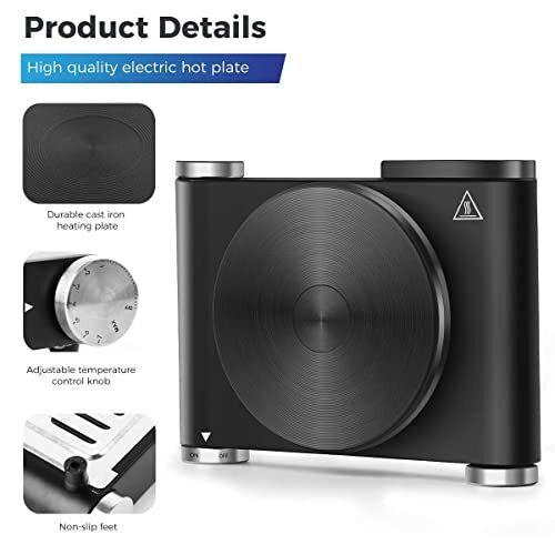 Cusimax Hot Plate Electric Burner Single Burner Cast Iron Hot Plates 1500W,Black - Fresh Stock Dated February 2026