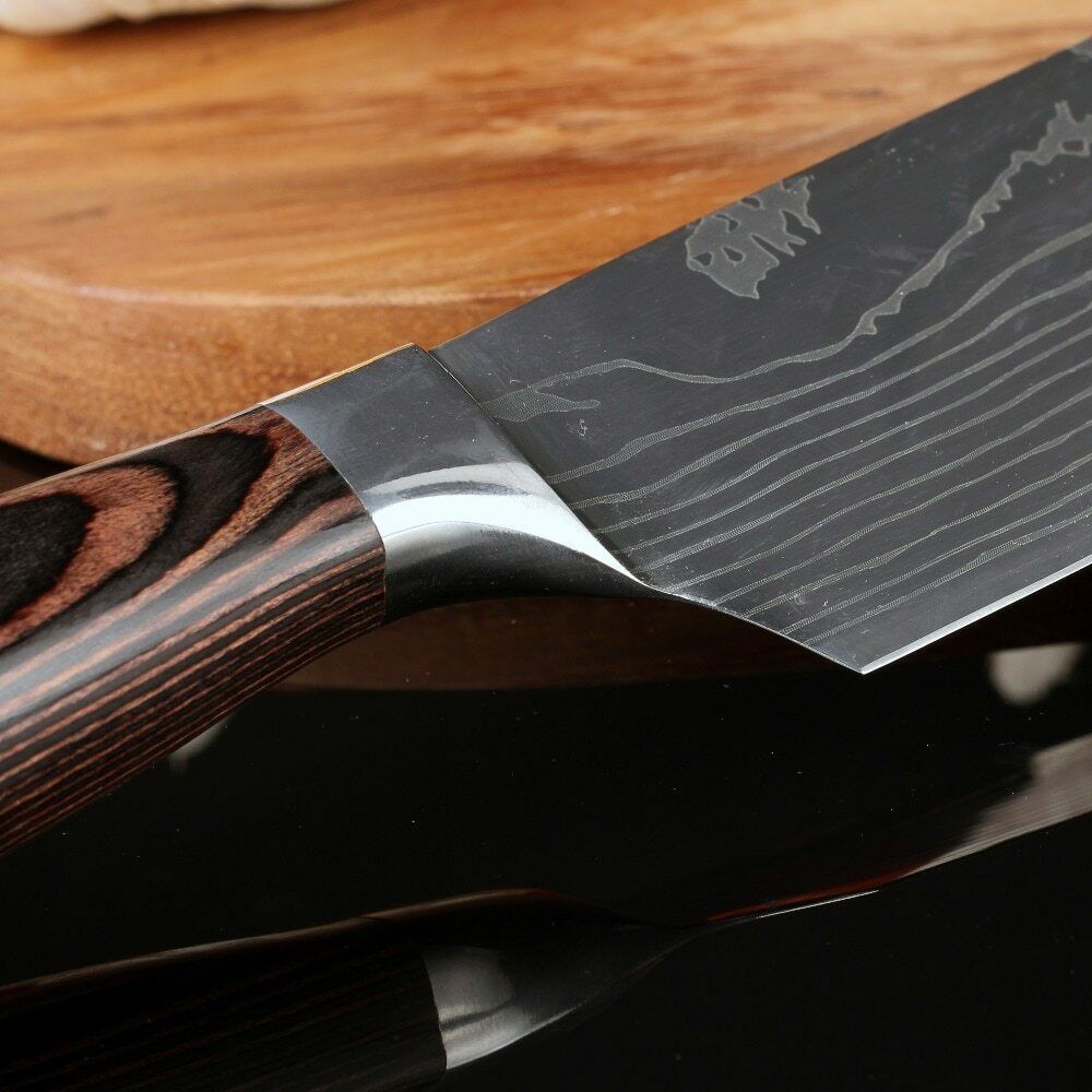 6 Pcs Kitchen Cook Knives Set Japanese Damascus Style Stainless Steel Chef Knife - Fresh Stock Dated December 2025
