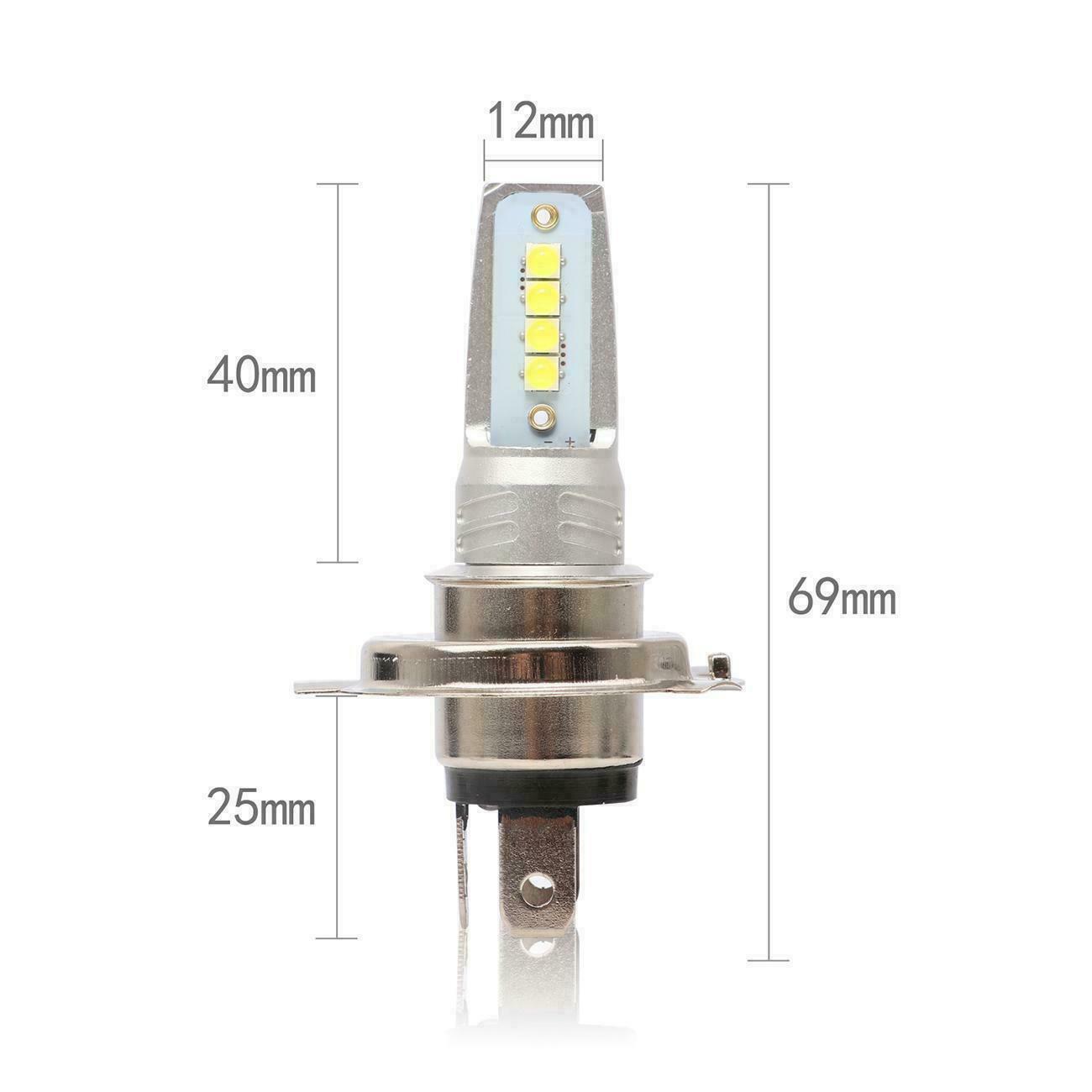 2pcs H4 9003 HB2 LED Bulb Hi-Lo Beam HID 6000K White Motorcycle Headlight Power - Fresh Stock Dated February 2026