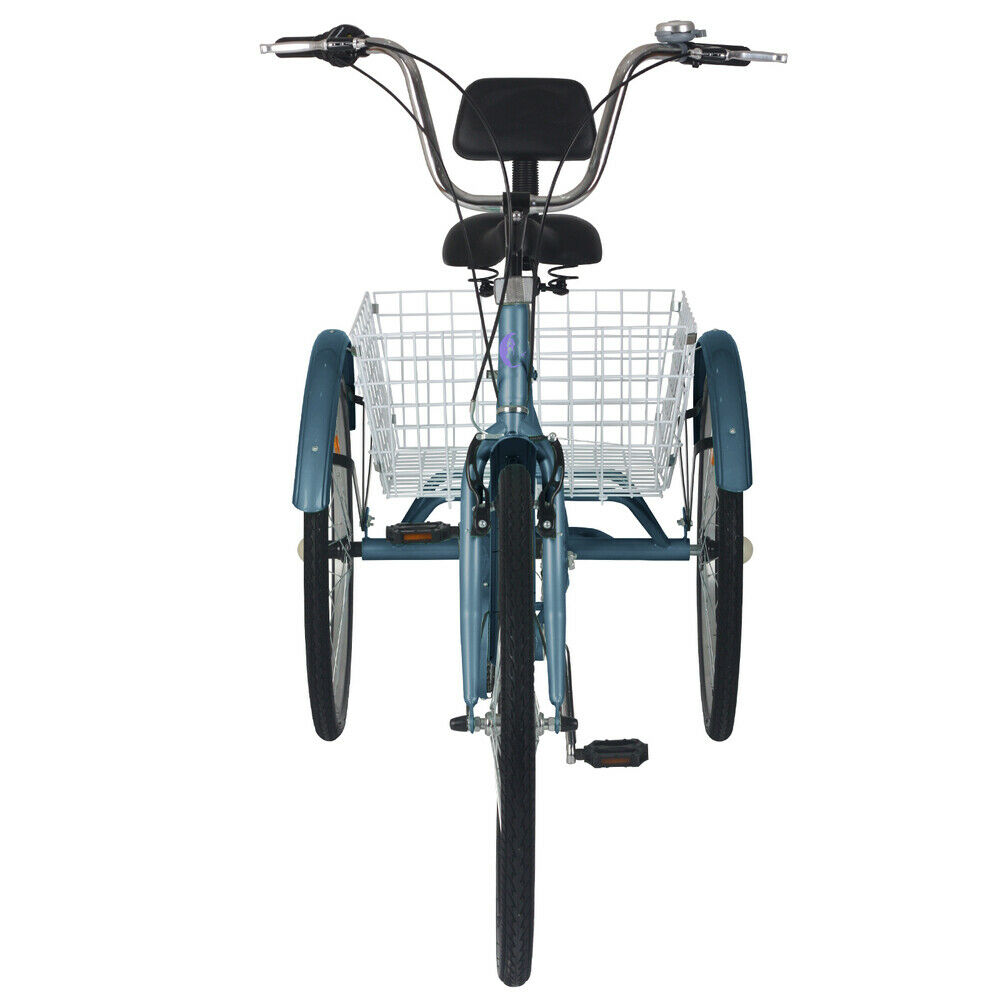 Adults/Seniors Tricycle 7 Speed 24 inch 3 Wheels Bicycle Cruiser Trike w/ Basket - Fresh Stock Dated February 2026