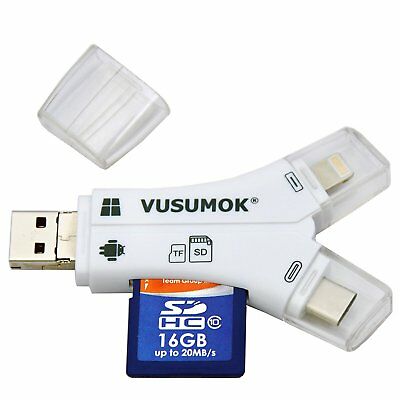 USB SD TF Card Reader 4in1 Adapter for iPhone X 8 7 6 5 s Plus iPad OTG Android - Fresh Stock Dated February 2026