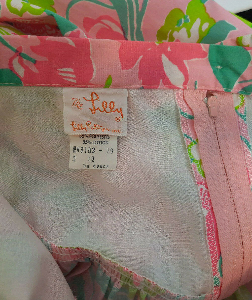 VTG 1970s 70s 80s The Lilly Pulitzer Floral Print Skirt Lace Sz 12 Women's NWOT - Fresh Stock Dated February 2026
