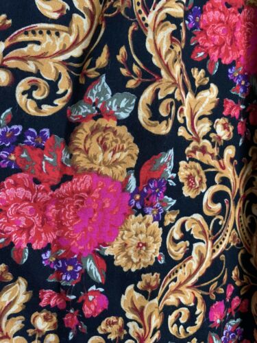 Herman Geist VTG 80s Floral Pleated Maxi Skirt Peasant Black Pink Sz 10 - Fresh Stock Dated March 2026