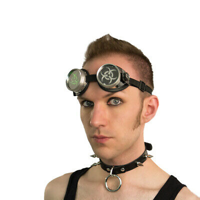 PAWSTAR LED Goggles - Light Up Biohazard Green CyberPunk cyber Punk [LI/BIO]5416 - Fresh Stock Dated February 2026