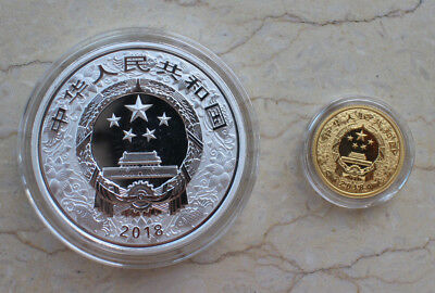 China 2018 Dog Colorized Gold and Colorized Silver Coins Set - Fresh Stock Dated February 2026