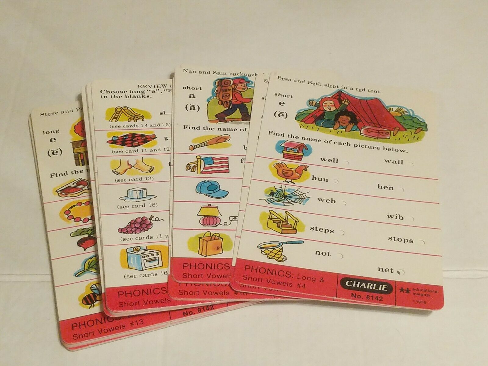 Vintage CHARLIE THE LOVABLE ROBOT Phonics Card Set #8142! Long and Short Vowels! - Fresh Stock Dated February 2026