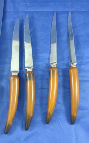 Vintage Sheffield England Stainless 4 Steak Knife & Carving Set Plastic Handle - Fresh Stock Dated December 2025