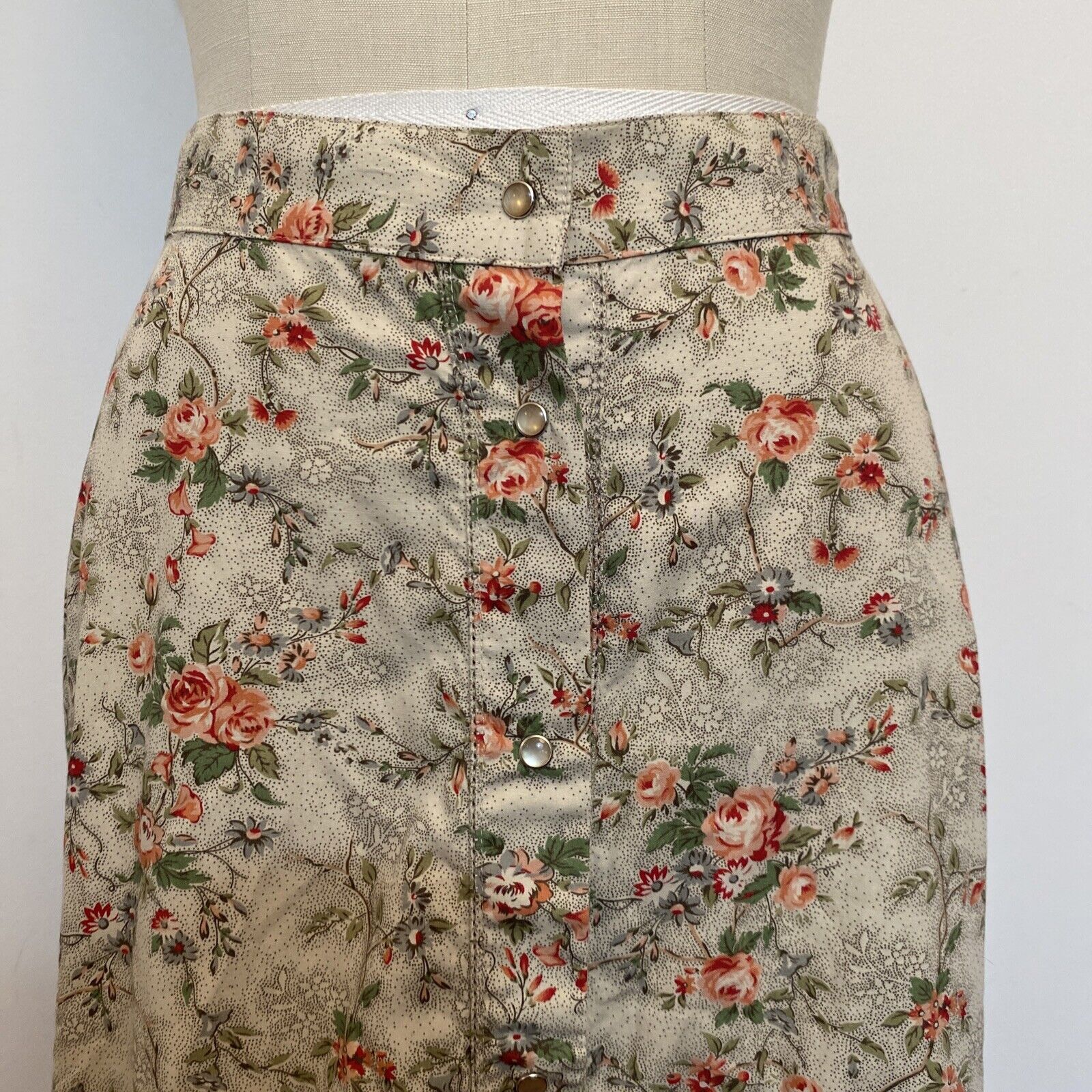 VTG Ralph Lauren Floral Maxi Skirt Cotton Prairie Peasant Cottage Sz 8 Waist 30