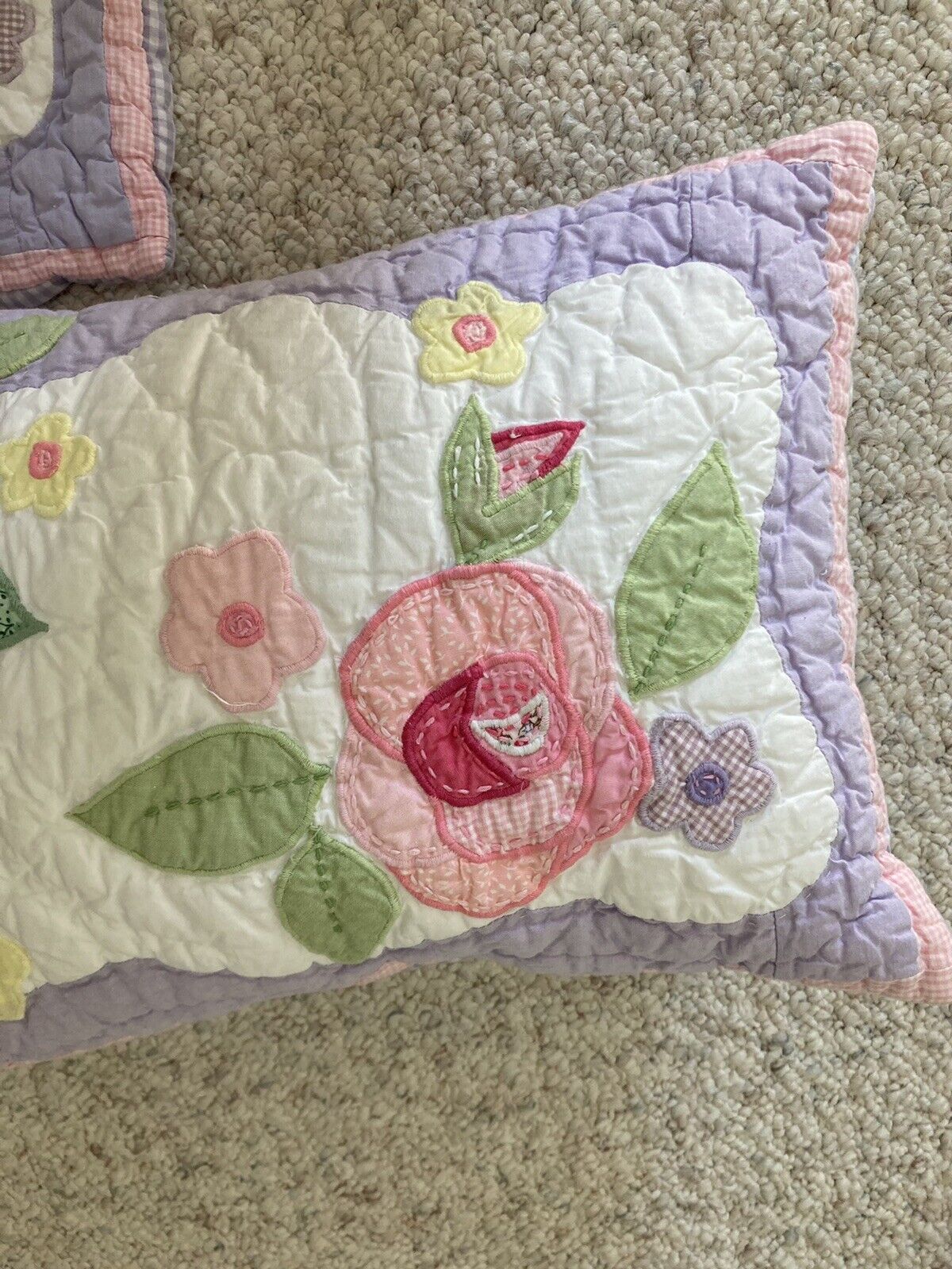 Pottery Barn Kids Toddler Pillow Shams Set 2 Quilted Floral Purple Pink - Fresh Stock Dated February 2026