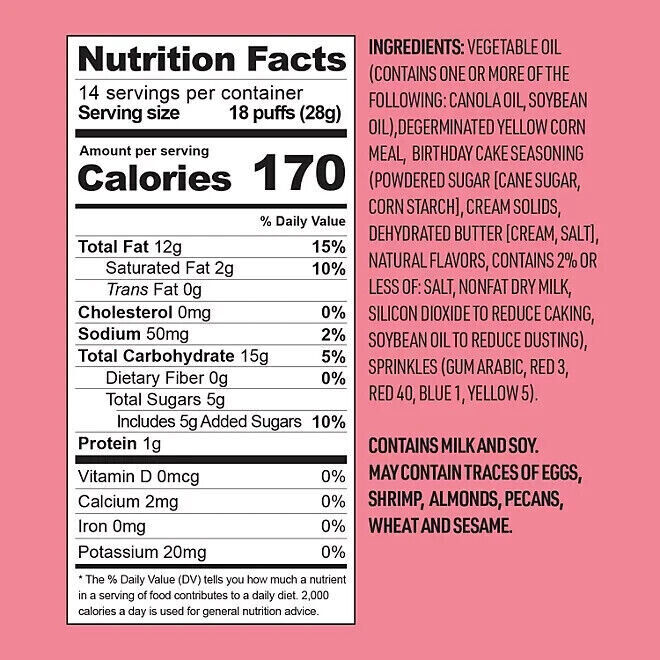 Member's Mark Birthday Cake Corn Puffs 14 oz - Fresh Stock Dated February 2026