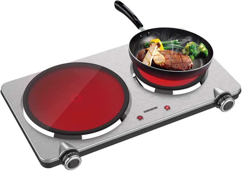 GIVENEU Portable Ceramic Infrared Cooktop, Double Infrared Burner for Cooking, 1 - Fresh Stock Dated December 2025