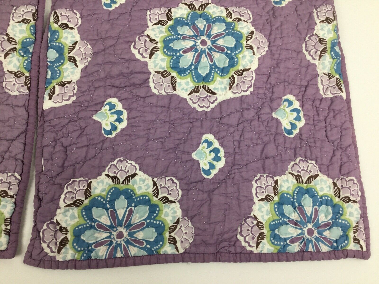 Set of 2 Pottery Barn Kids Quilted Sham Lavender Aqua Brooklyn Standard 20