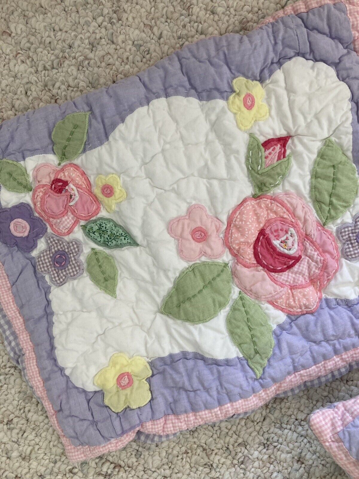 Pottery Barn Kids Toddler Pillow Shams Set 2 Quilted Floral Purple Pink - Fresh Stock Dated February 2026