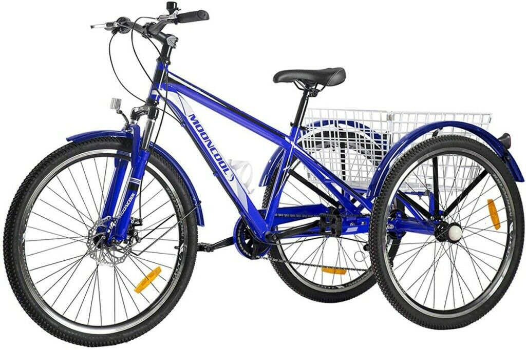 24inch Mountain Tricycle 7 Speed Adult Trikes Shopping Bicycle with Rear Basket - Fresh Stock Dated February 2026