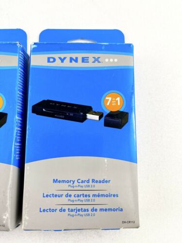 Dynex USB 2.0 7-in-1 Memory Card Reader DX-CR112  SD, SDHC, Micro SD, MMC 2 Pack - Fresh Stock Dated February 2026
