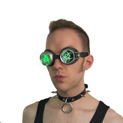PAWSTAR LED Goggles - Light Up Biohazard Green CyberPunk cyber Punk [LI/BIO]5416 - Fresh Stock Dated February 2026