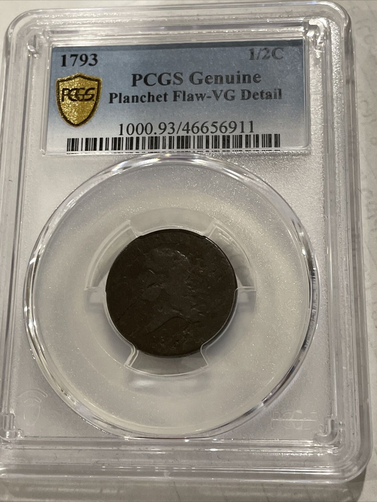 1793 Liberty Cap Half Cent PCGS VG Details - Planchet Flaw - Fantastic Reverse - Fresh Stock Dated February 2026