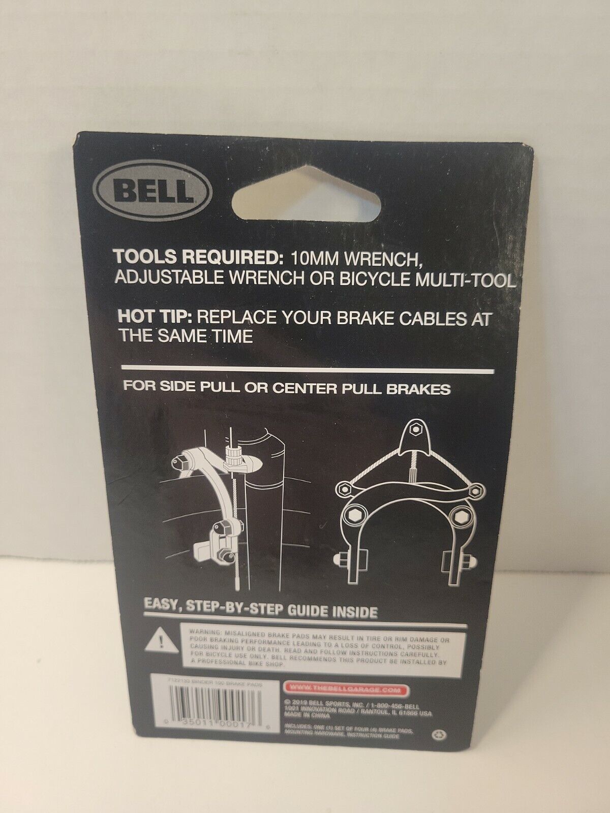 Bell Sports  Binder 100  Rubber  Bike Brake Pads  Black/Silver Sealed NEW - Fresh Stock Dated February 2026