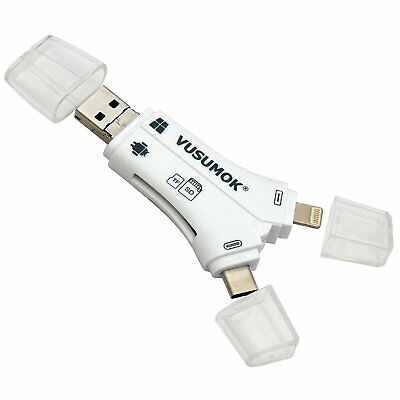 USB SD TF Card Reader 4in1 Adapter for iPhone X 8 7 6 5 s Plus iPad OTG Android - Fresh Stock Dated February 2026