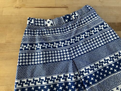 Vtg 60s/70s Mod Japan Geometric A-line Skirt Kick Pleat Blue White WORLDROA XS - Fresh Stock Dated February 2026