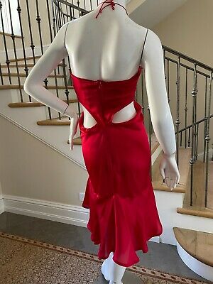Yves Saint Laurent by Tom Ford Ruffled Red Silk Dress Fall 2003 - Fresh Stock Dated February 2026