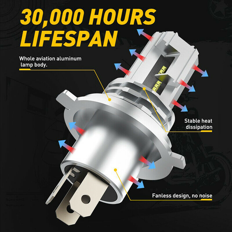 New 1pc H4 9003 HB2 LED Bulb Hi/Lo Beam White Motorcycle Headlight High Power / - Fresh Stock Dated February 2026