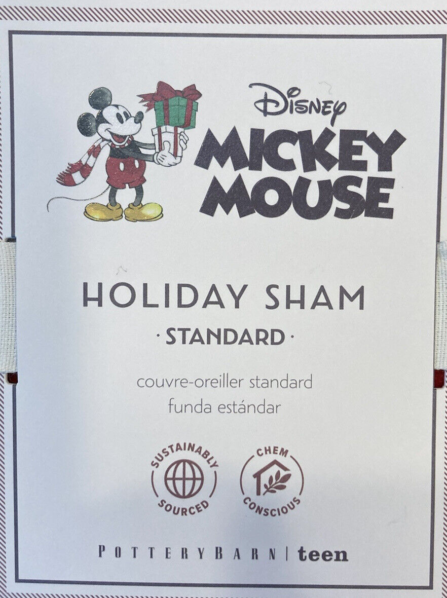 Pottery Barn Teen Kids Disney Mickey Mouse Holiday TRUCK STANDARD SHAM - Fresh Stock Dated February 2026