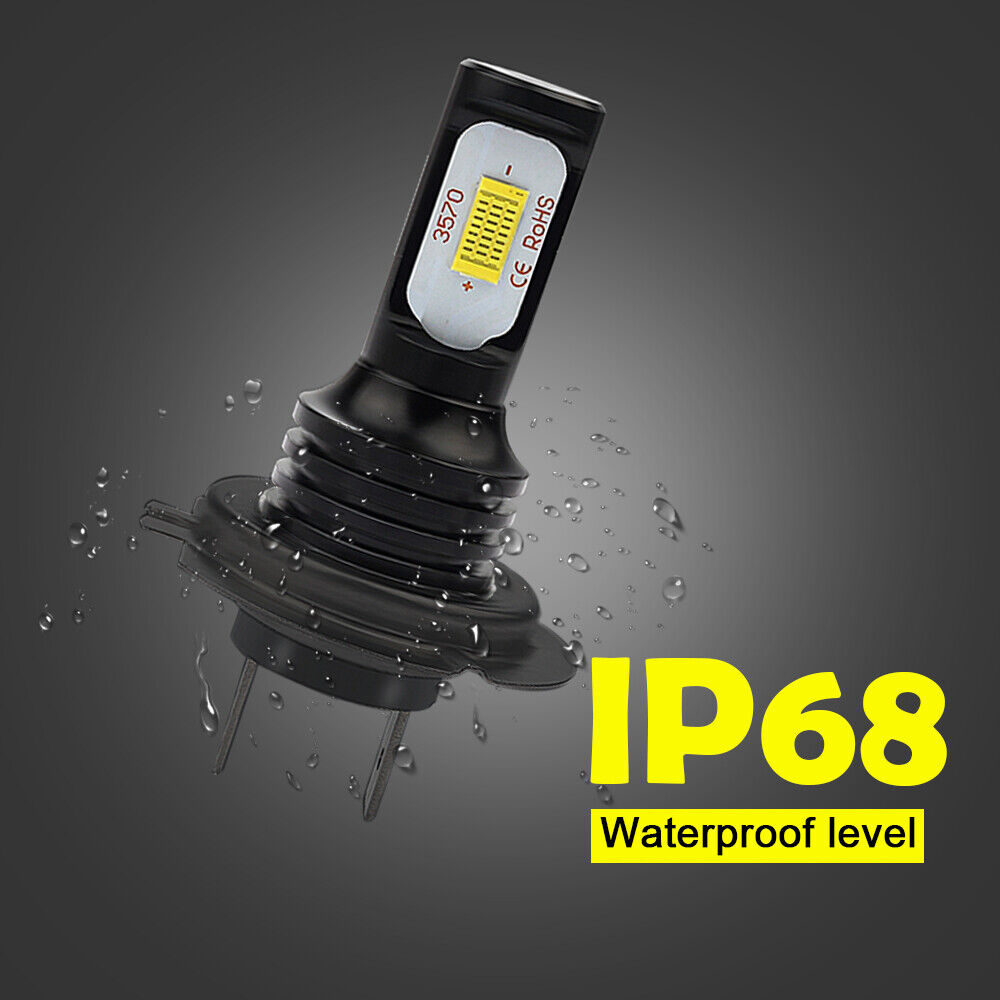 H7 Motorcycle LED Headlights Bulbs Kit High/Low Beam 100W 8000LM 8000K Blue - Fresh Stock Dated February 2026